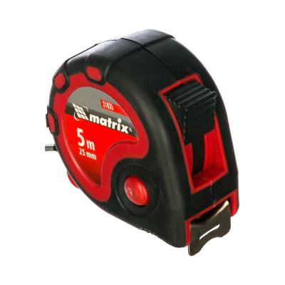 Рулетка Status 3 fixations, 5 м х 25 мм, двухкомпонентный корпус, 3 фиксации ленты// Matrix