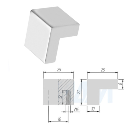Ручка-кнопка 16мм хром