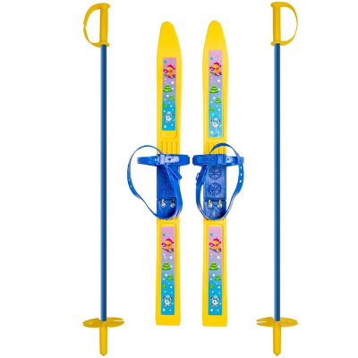 Лыжи детские Олимпик-спорт Мишки 66 см с палками (12) 330276-00
