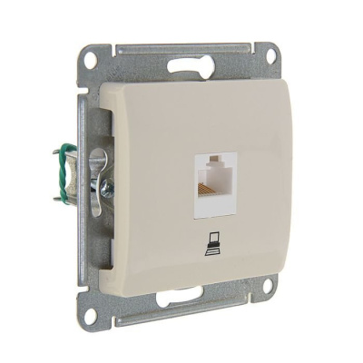 Розетка компьютерная RJ45 ка тегория 5е в рамку титан GLOSSA 