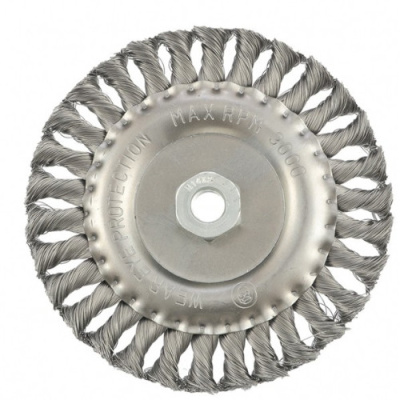 Щетка для УШМ 150 мм, М14, плоская, крученая  проволока 0,35 мм// MATRIX