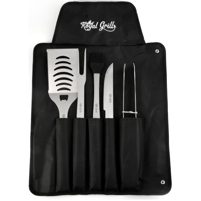 Набор аксесс. д/гриля 5 предметов + фартук(вилка,лопатка,щипцы,кисть,нож)ROYALGRILL