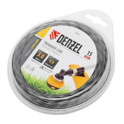 Леска для триммера двухкомпонентная эллипс, 3,0мм х 15м, блистер EXTRA CORD// Denzel
