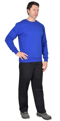 Толстовка-футер дл. рукава васильковая, рукав с манжетом, пл.240 г/кв.м. р. L(50), в уп.40шт, за шт