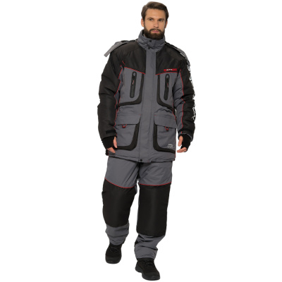 Костюм зимний Siberia LUX ткань Breathable цвет Серый/Черный (Размер: 60-62, Рост: 182-188)