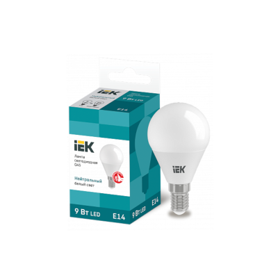 Лампа светодиодная LED 9вт Е14 белый матовый шар ECO