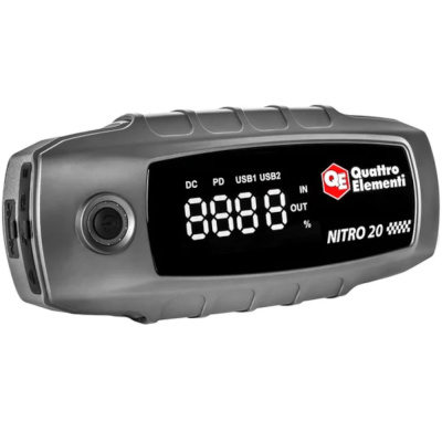 Устройство пусковое QUATTRO ELEMENTI Nitro 20 (12В, 20000 мАч, 1600 А, Type-C, USB-A, дисплей, фонар