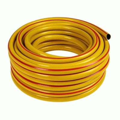 Шланг ПВХ 1/2" (12,5 мм) 25м. армир., 3-сл., толщ. 2мм, желт с красн. полосой Акварель ПолимерШланг