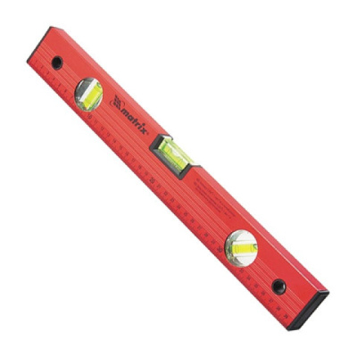 Уровень алюминиевый, 400мм, 3 глазка, красный, линейка//MATRIX