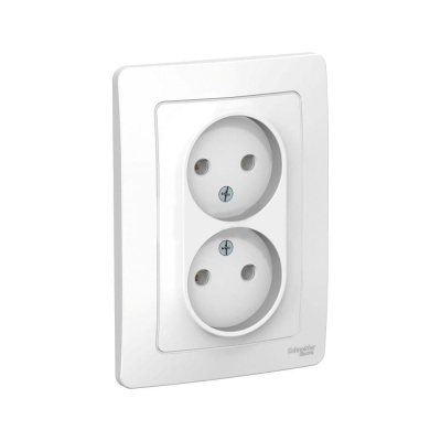 Розетка скрытой установки двойная без заземления без шторок, 16 А, 250В, белый BLANCA