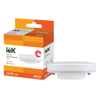 Лампа светодиодная LED 10вт GX53 тепло-белый таблетка ЕСО