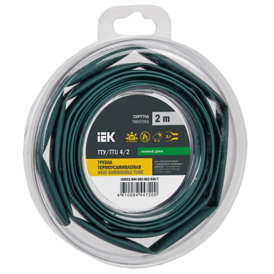 Трубка термоусадочная ТТУ нг-LS 5/2,5 зеленая (2м/упак) IEK