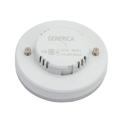 Лампа светодиодная T80 таблетка 10Вт 230В 3000К GX53 GENERICA