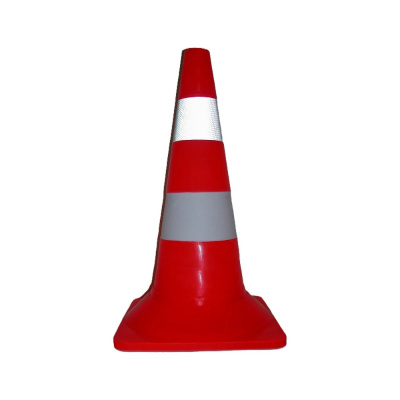 Конус сигнальный дорожный КС-2.5 520мм (с 1 светоотражающей полосой и 1 белой полосой)/