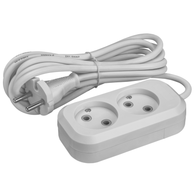 Удлинитель бытовой OPE-S-02-200-X-2x1 без заземления 2 розетки 2м ПВС 2х1 2200 Вт ОНЛАЙТ