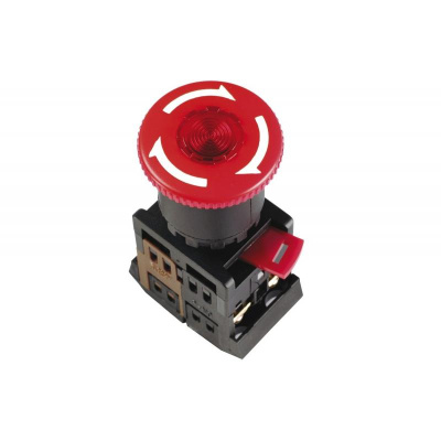 Кнопка красная с фиксацией AE-22 Гриб 240В 1з+1р 240В