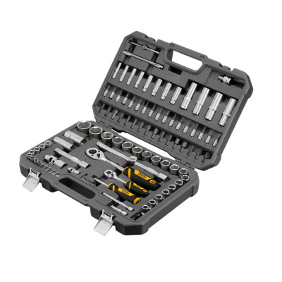 Набор инструментов, 1/2", 1/4", CrV, S2, пластиковый кейс, 94 предмета// Denzel