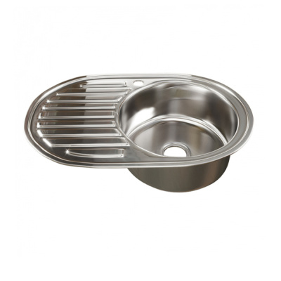 Мойка овал 50х77 (0,6) прав вып 3 1/2 MIXLINE 16см с сифоном