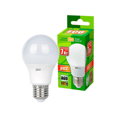 Лампа светодиодная PLED-ECO 7Вт A60 грушевидная 3000К тепл. бел. E27 230В 50Гц JazzWay 103