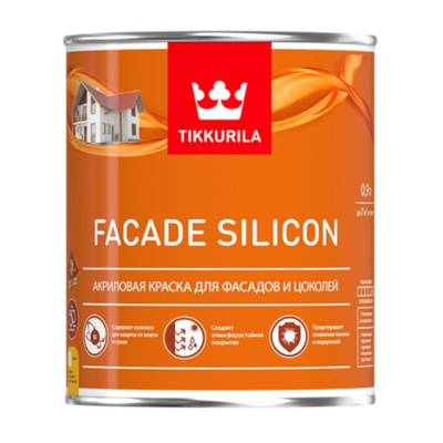 КРАСКА "FACADE SILICON"  0,9 Л (1/6) АКРИЛОВАЯ ДЛЯ ФАСАДОВ И ЦОКОЛЕЙ "ТИККУРИЛА"