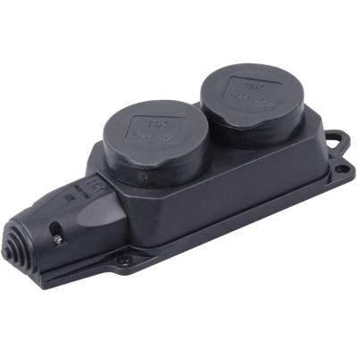 Розетка каучук двойная с защитными крышками IP4 4 ОМЕГА