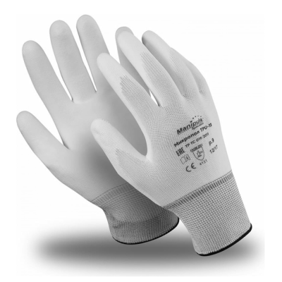Перчатки МИКРОПОЛ (MG-162), нейлон, полиуретан, оверлок, цвет белый (10/XL)