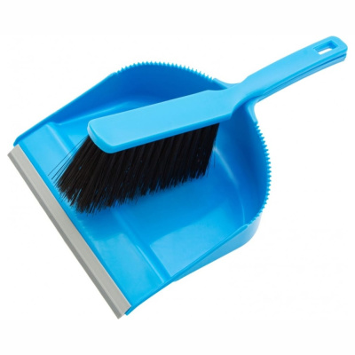 Набор: совок с кромкой 330x225 мм и щетка-сметка 285 мм, голубой, Home// Palisad