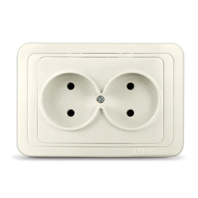 Розетка Валери двойная без заземления скрытая 16А 220В бежевая