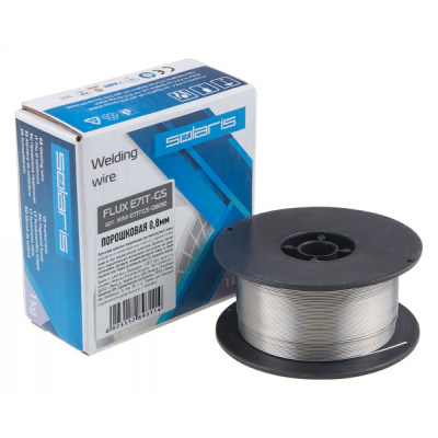 Проволока сварочная FLUX E71T-GS ф0,8мм (сварка без газа) (катушка 1кг) SOLARIS Проволока сварочная FLUX E71T-GS ф0,8мм (сварка без газа) (катушка 1кг) SOLARIS