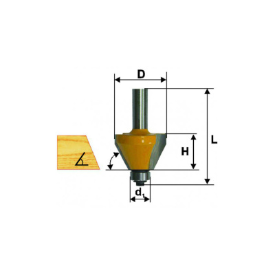 Фреза кромочная конусная ф19х13мм 15" хв 8мм