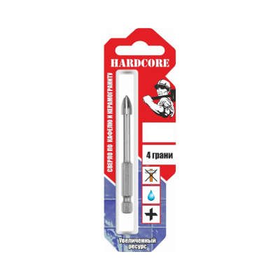 Сверло по керамограниту и керам.плитке 4мм "Hardcore" 4 грани 151004
