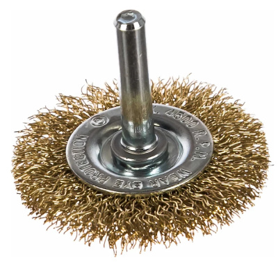 Корщетка диск. прямая, со шпилькой, стал. латун. 50 мм