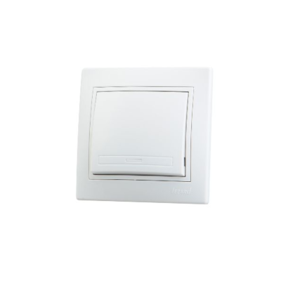Выключатель одноклав.белый с белой вставкой MIRA