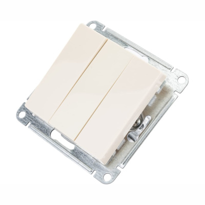 Выключатель трехклавишный ATLASDESIGN схема 1+1+1 10АХ механизм бежевый