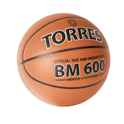 Мяч баск. "TORRES BM600" арт.B32026, р.6, ПУ, нейлон. корд, бут. камера, темнокоричневый-черн