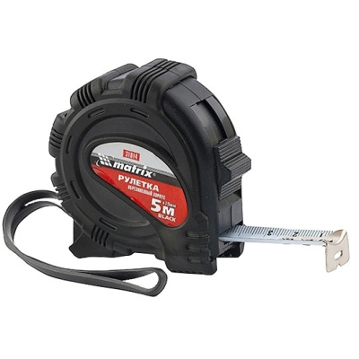 Рулетка Matrix Master Black 5м х 19мм карманная, обрезин. корпус
