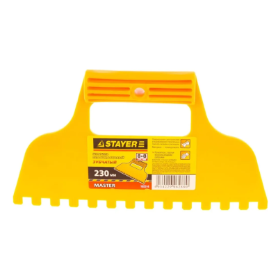 Шпатель, MASTER (1022-8) STAYER  230 мм, зубчатый 8х8 мм, пластмассовый, Малярный 