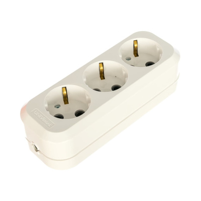 Розетка-колодка 3 поста наружная с заземлением ABS-пластик