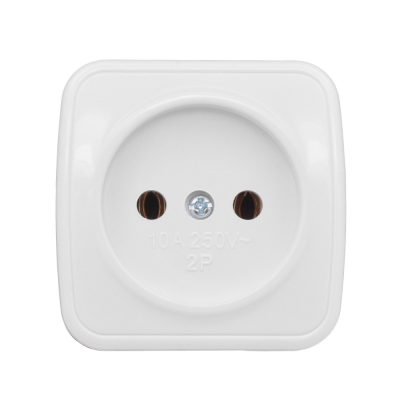 Розетка одноместная ОП 10А без заземления белая Basic