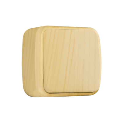 Выключатель двухклавишный ОП 10А светлое дерево