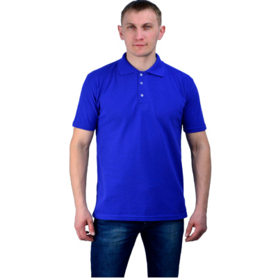 Рубашка-поло васильковая короткие рукава с манжетом, пл.180 г/м2 р.  M(48) в уп.40 шт. (ЧЗ)