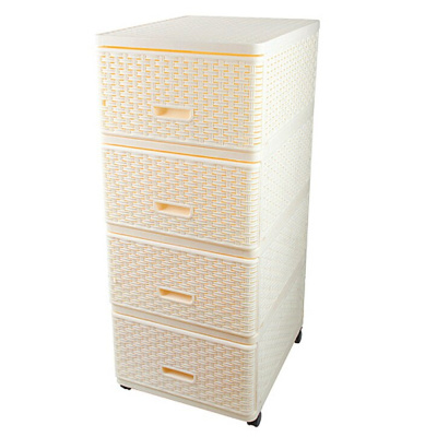 Комод 4 ящика, Дюна, 40х50х98см, кремовый, плетеный, 04054, Dunya Plastik