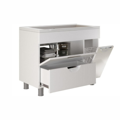 Тумба д/ванной "ЭТЬЕН-90" с бельевой корзиной под ум. Elen-90 (ПВХ)