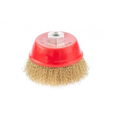 Щетка д/болгарки "MATRIX" 100мм М14 "чашка" латунированная витая проволока