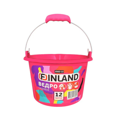 Ведро садовое 12 л, пластиковое, цвет фуксия 2582-12 FINLAND 