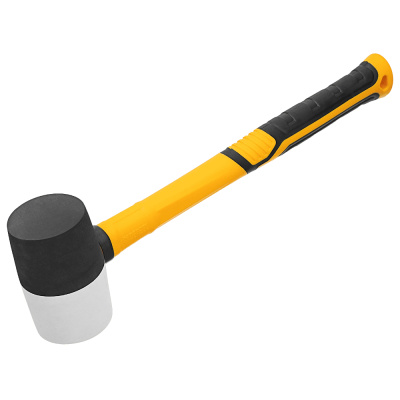 Киянка резиновая, 225 г, черно-белая, фибергласовая  рукоятка c TPR покрытием// Denzel