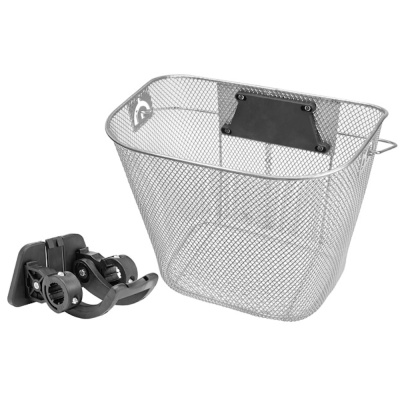 Велокорзина JL-285 передняя универсальная,стальная,серебристая