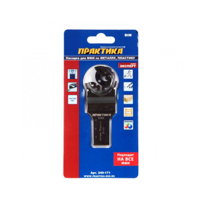 Насадка для МФИ ПРАКТИКА режущая прямая, BiM, по металлу и дереву, 20мм, мелкий зуб