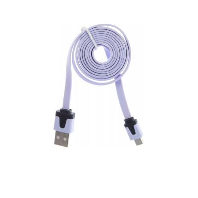 USB кабель универсальный microUSB шнур плоский 1 м белый