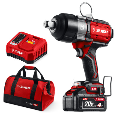 Гайковерт бесщеточный ударный, сумка (ГБУ-1000-41) ЗУБР  20 В, 1000 Н·м, 1 АКБ LMS (4 А·ч)